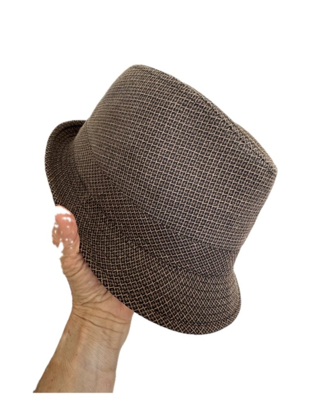 Fedora Hat Unisex Brown Tweed Sz L Unisex